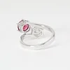 18K White Gold Round Cut Lab Diamond & Lab Ruby Toi et Moi Ring