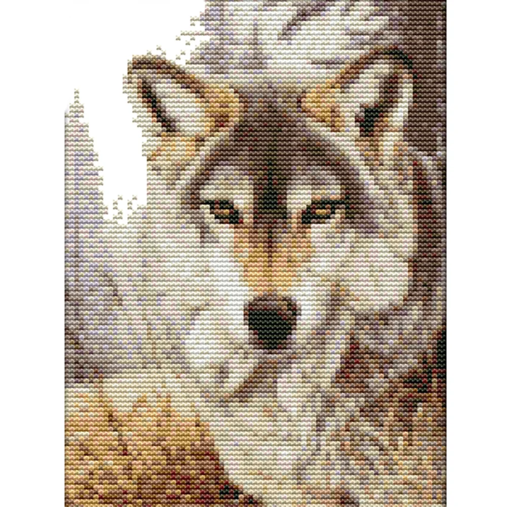 Wolf Spirit - 14CT Joy Sunday Stamped Cross Stitch(19*27cm)