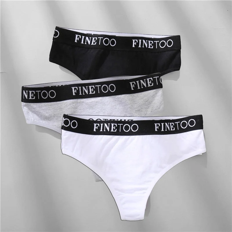 FINETOO 2/3PCS Cotton Sexy Underwear G-string Women M-XL Panties Fashion Letter Waist Femme 2021 Underpant For Woman Thong Girls