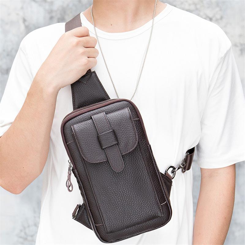 Outdoor Daily Casual Leather Crossbody Packs Chest Bag For Men