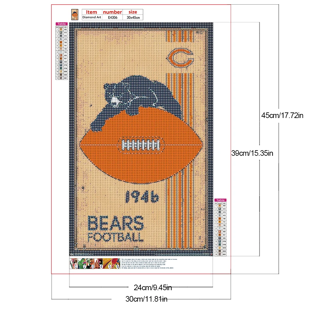 Diamond Painting - Full Round Drill - Chicago Bears(Canvas|30*45cm)