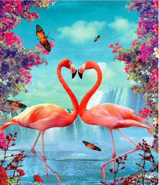 

Flamingo Couple Heart – Paint By Numbers - 40*50CM, 501 Original