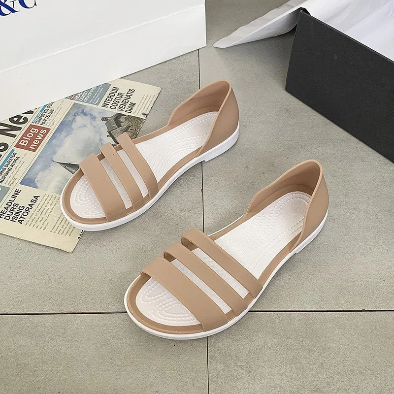 Women Summer Flat Sandals 2022 Open-Toed Slides Slippers Candy Color Casual Beach Outdoot Female Ladies Jelly Shoes