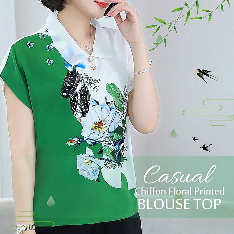 🔥Casual Chiffon Floral Printed Blouse Top