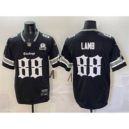 Men's Dallas Cowboys #88 CeeDee Lamb Black 2025 F.U.S.E. "Gothic Lone Star Edition" With Established In 1960 Patch Vapor Limited Stitched Football Jersey