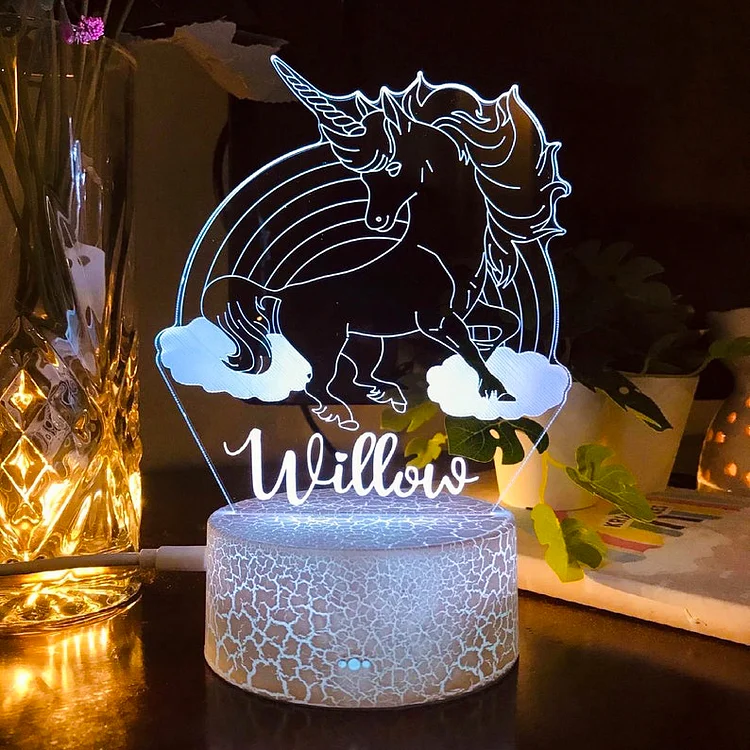 Personalized Unicorn Rainbow Night Light Custom Name Changeable Color Lamp