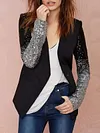 Sequinned Gradient V-Neck Long Sleeves Casual Jacket