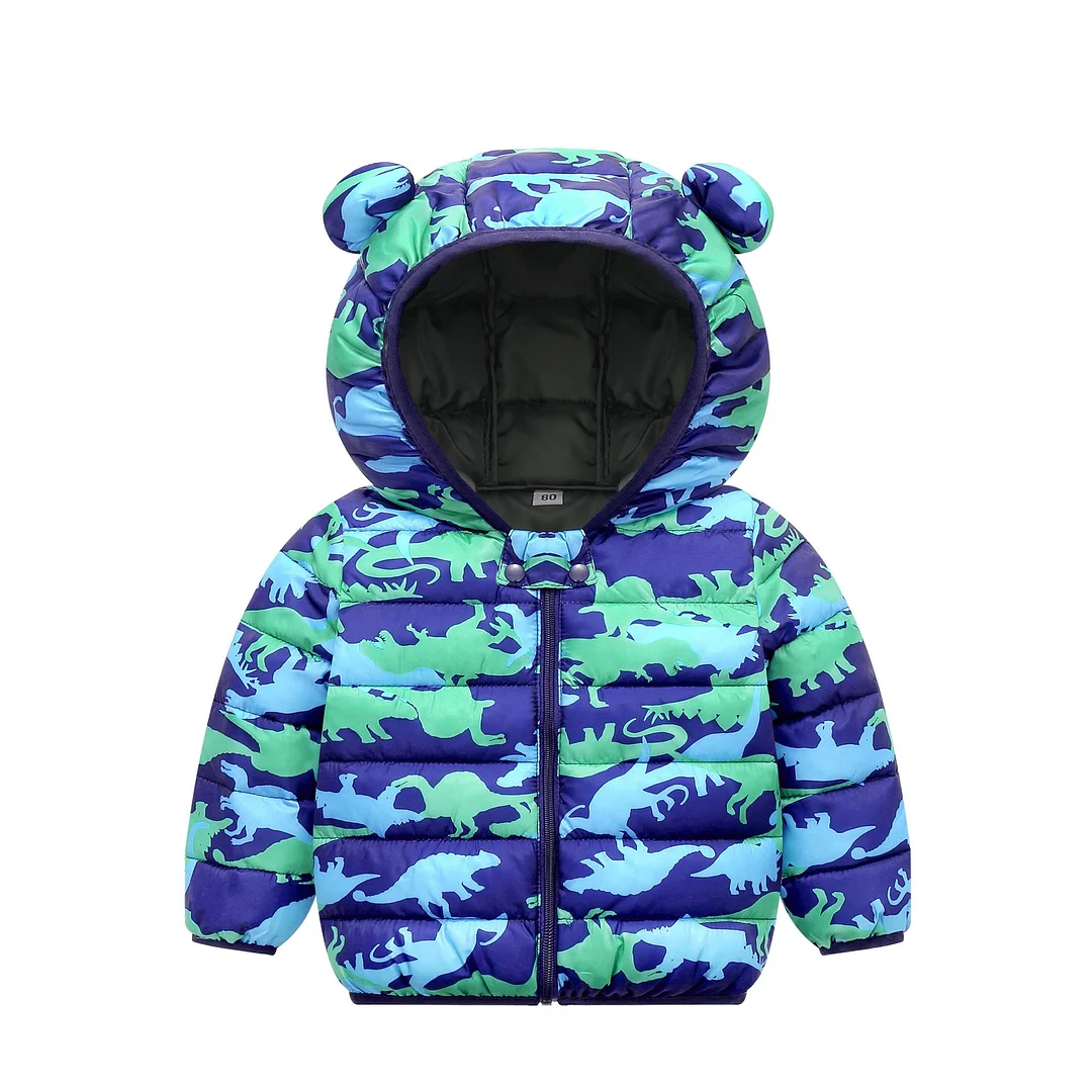 Baby Girls Hooded Down Jackets For Kids Coats Autumn Boys Cartoon Keeping Warm Outerwear Toddler Infant Casual Zipper Clothing