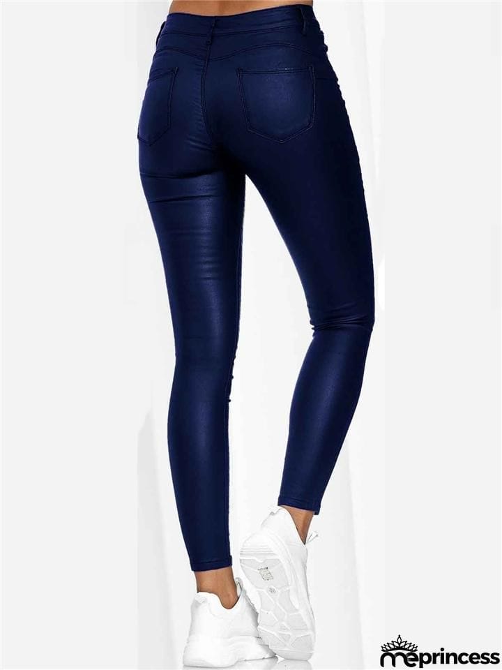 Sexy Slim Fit High Rise Button Closure Pants for Women