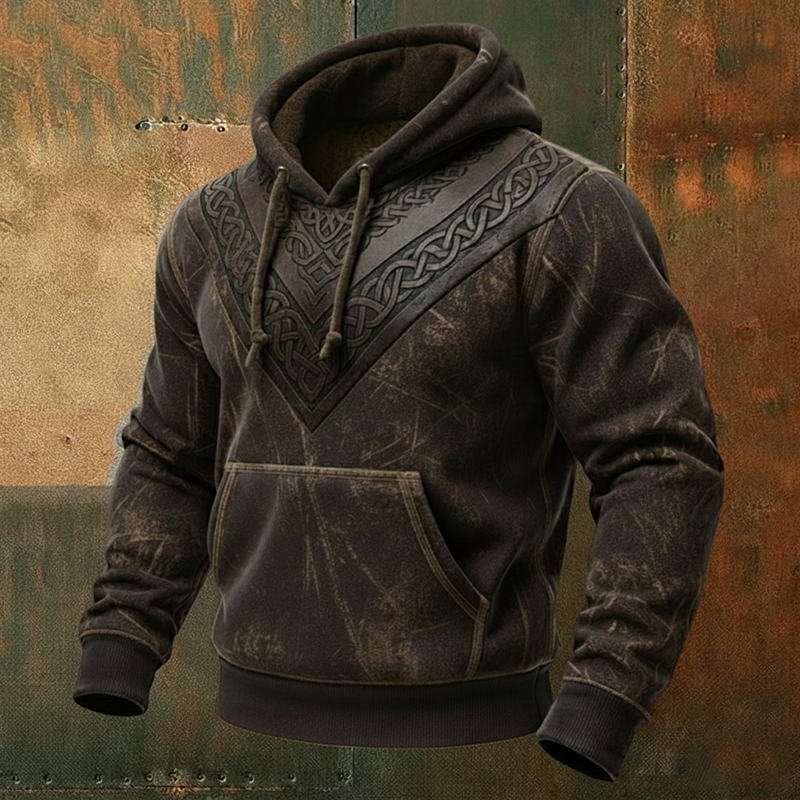 Men's Celtic Viking Vegvisir Inspired Art Warm Hoodie elevenforest