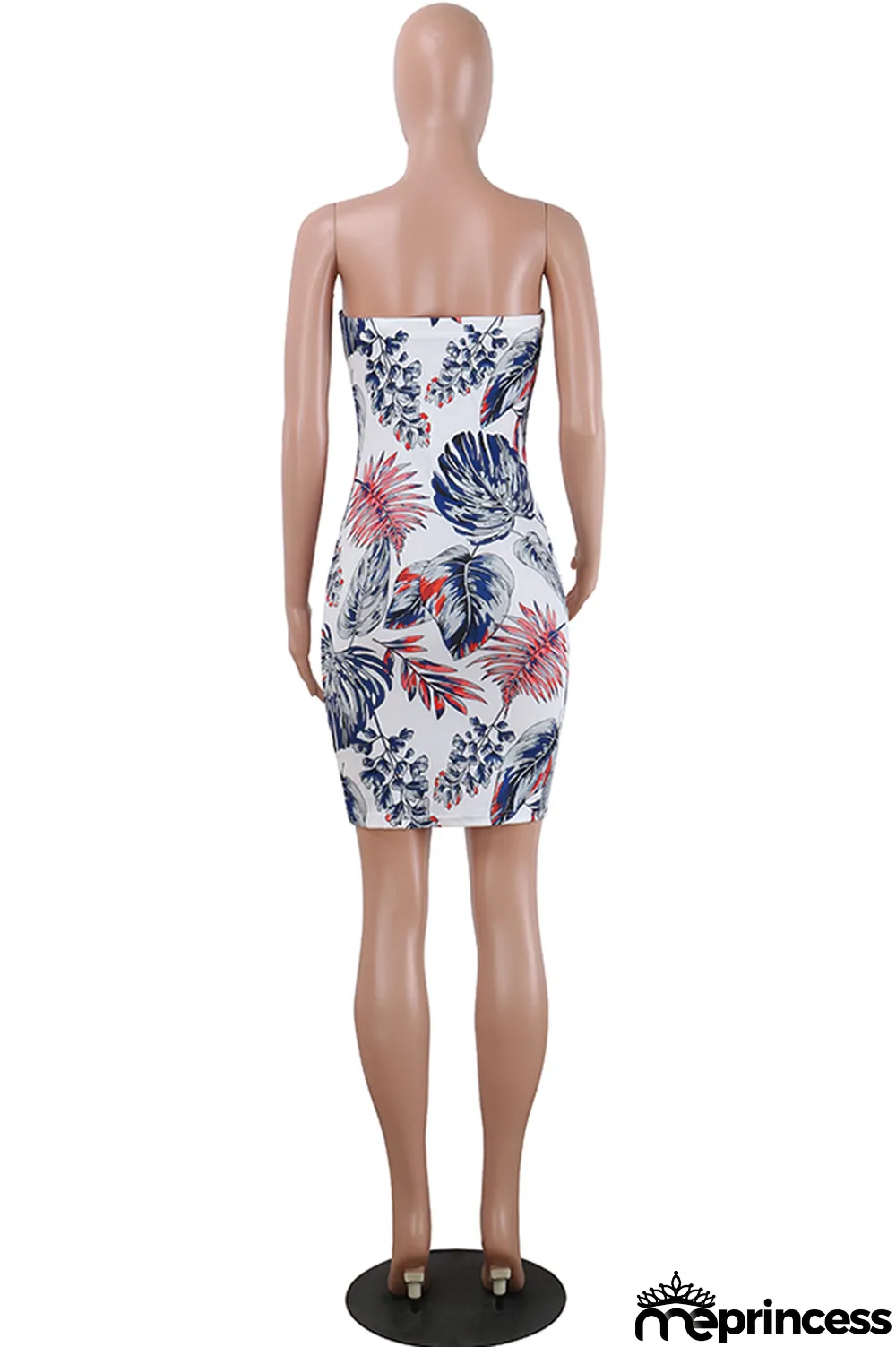 Multi-color Fashion Sexy Off The Shoulder Sleeveless Wrapped chest Hip skirt Mini Print