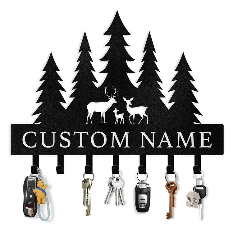 Personalized Polar Bear Key Holder on Wall, Custom Name Key Hanger Wall Mount with Eagle Pattern, Metal Key Holder Hooks Organizer Rack, Key Hanger for Wall Art Decor Living Room