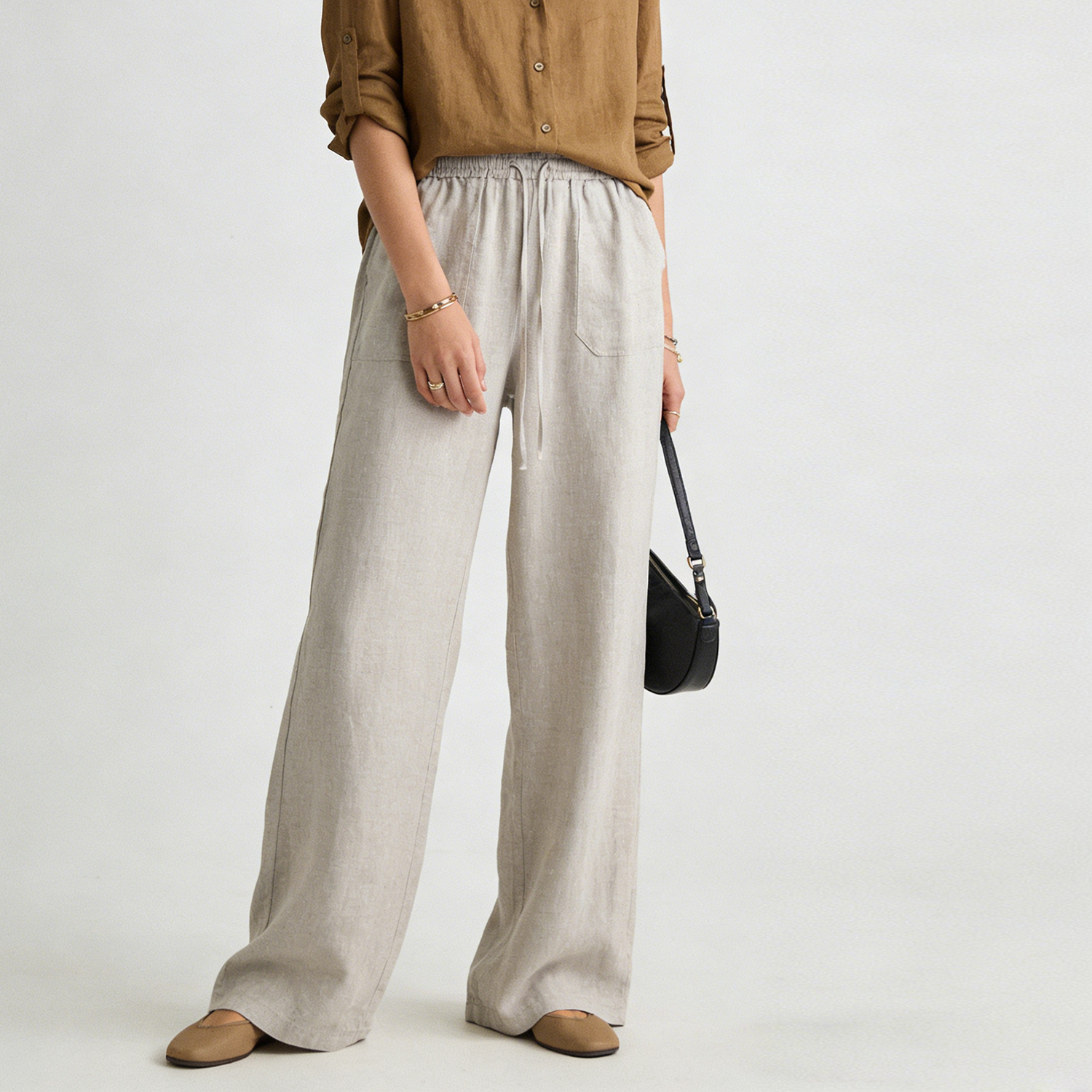 100% European Linen Pants for Women Lightweight REAL SILK LIFE