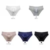 Men's Sexy Transparent Ice Silk Hollow Lace Thin U-convex Briefs