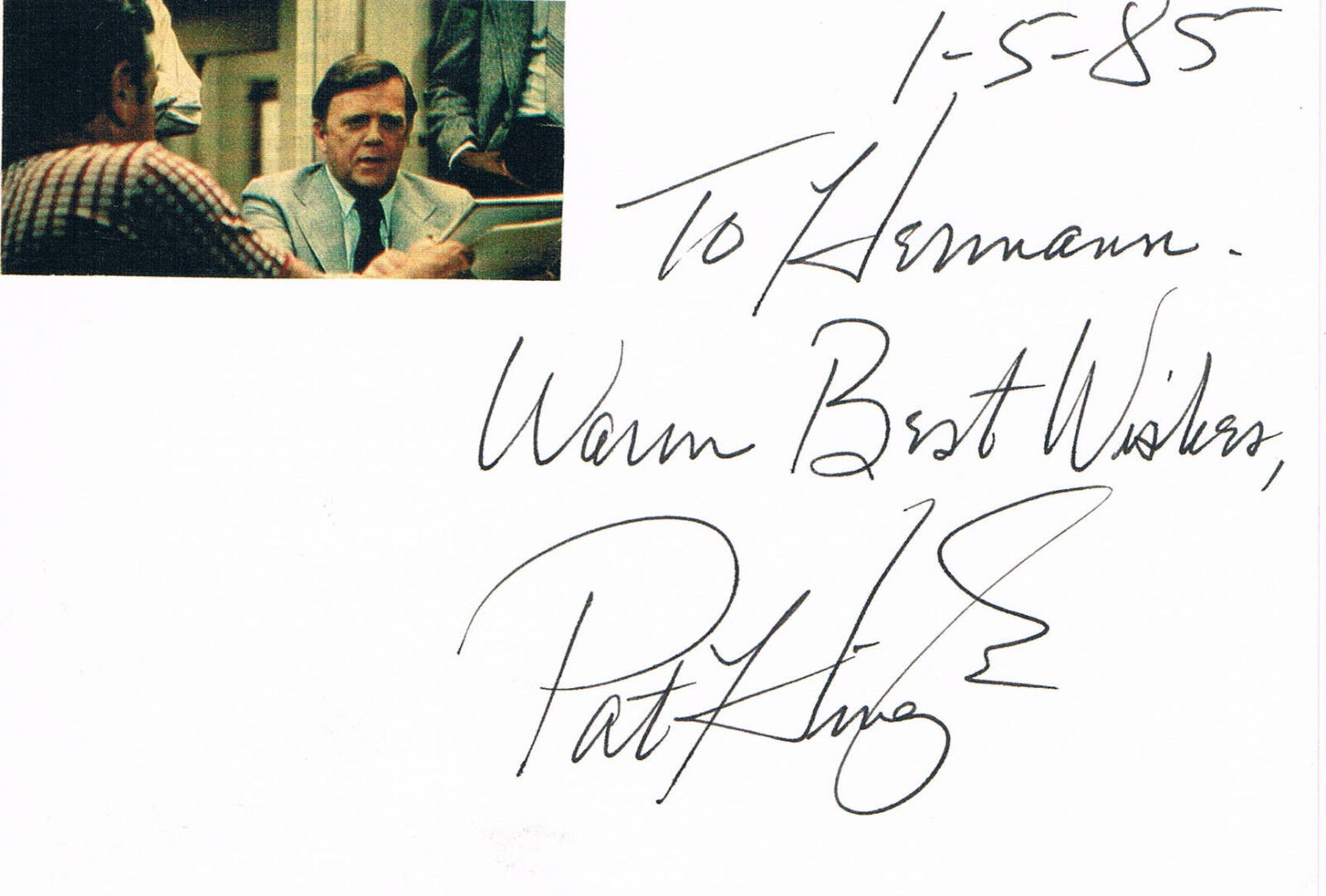 Pat Hingle 1924-2009 autograph signed card 4x6