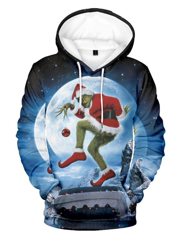 Men's Christmas Festive Print Long Sleeve Hoodie PLUSCLOTHESMAN