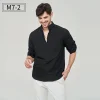 Men's Pure Cotton Stand Collar Linen Shirt