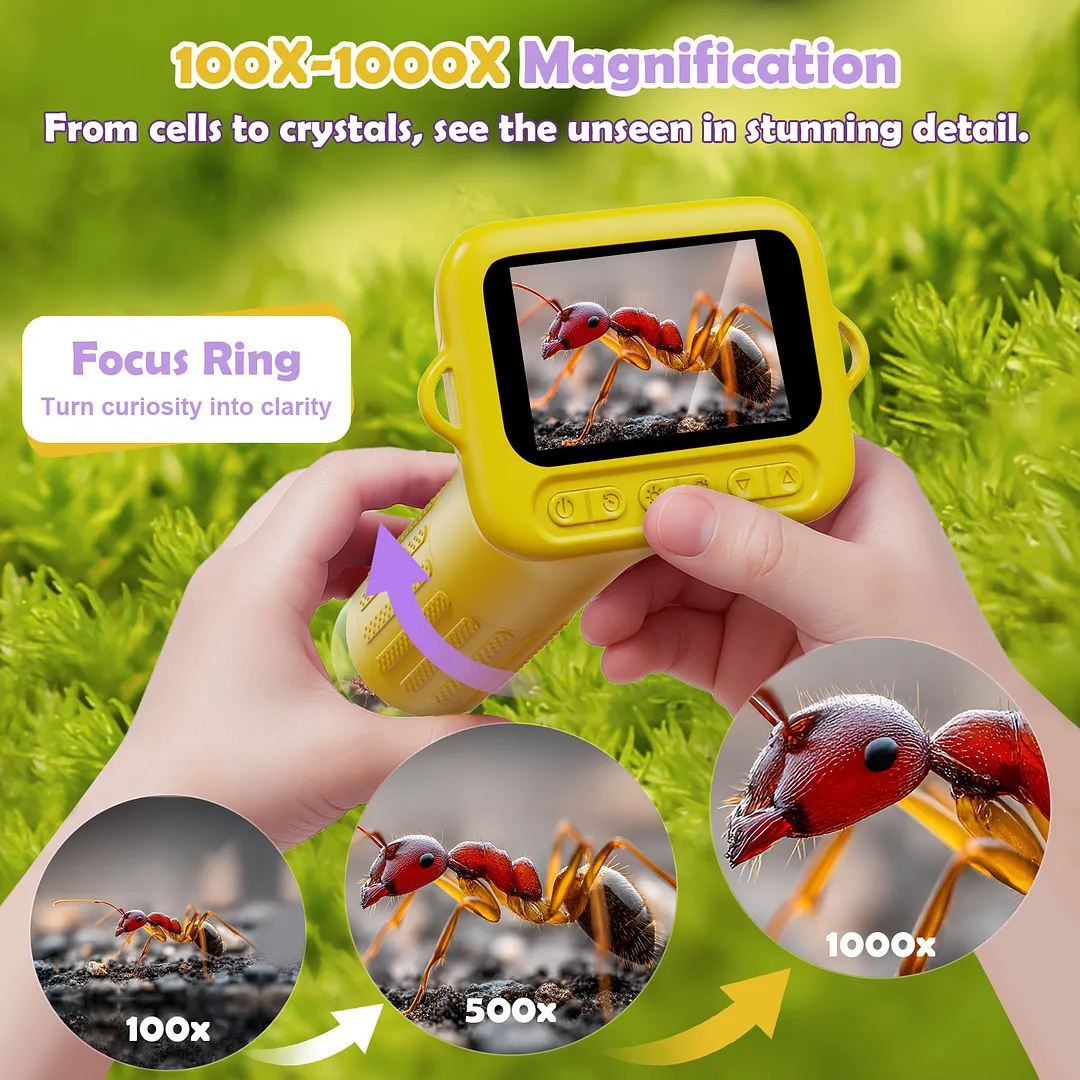 BEBANG Handheld Microscope, 1080P Digital Portable Microscope for Adults Kids, 32GB, 15 Slides