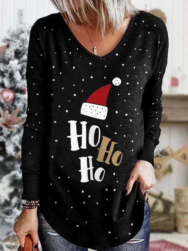 Women's Merry Christmas HO Letter Print Sweatshirt