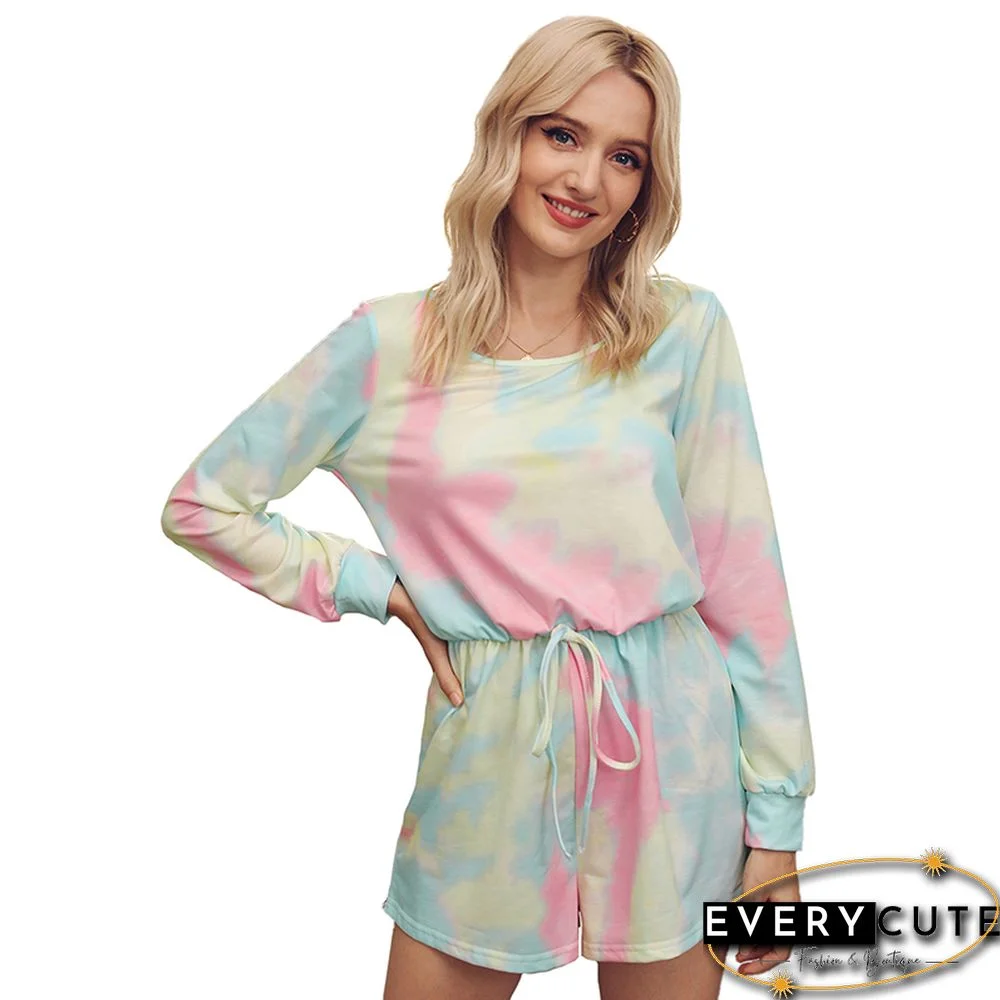 Multicolor Knit Blend Tie Dye Printed Romper