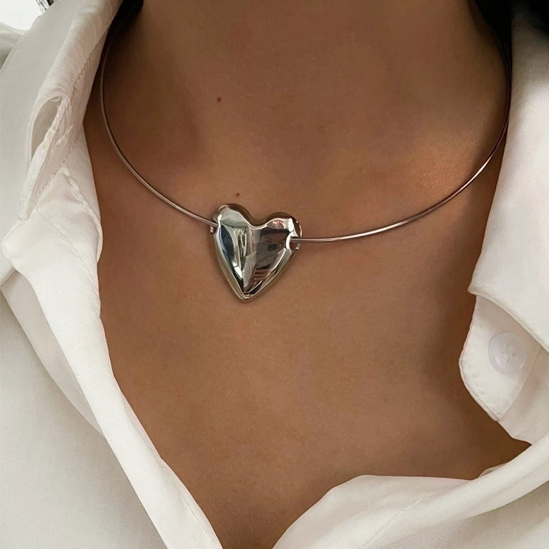 Minimalist Classic Style Heart Shape 316L Stainless Steel  18K Gold Plated Irregular Plating Choker