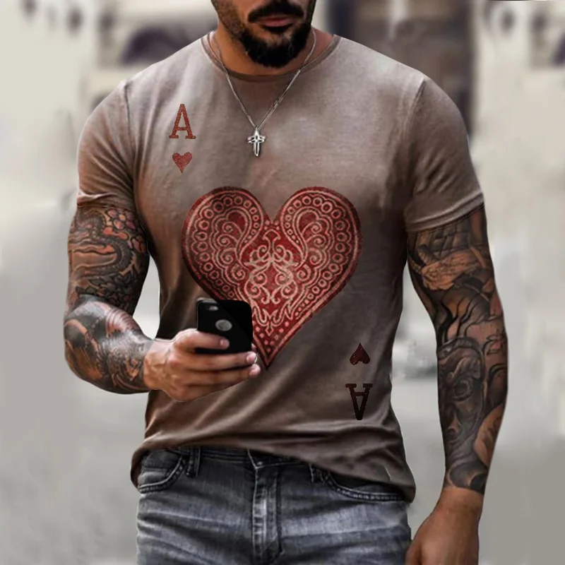Designer playing cards men's printed T-shirt / [viawink] /