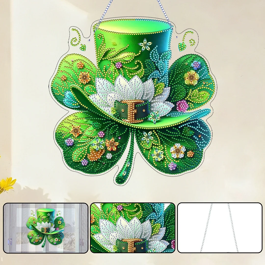 St. Patrick s Day 1 DIY 2D Flat Acrylic Diamond Painting Dots Pendant for Adults