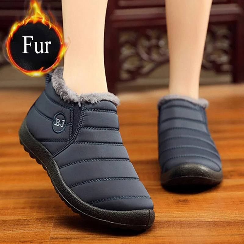 Women Boots Fashion Boots Woman Slip On Winter Warm Shoes Lady Ankle Boots Women Plus Size Winter Boots For Women Winter Shoes