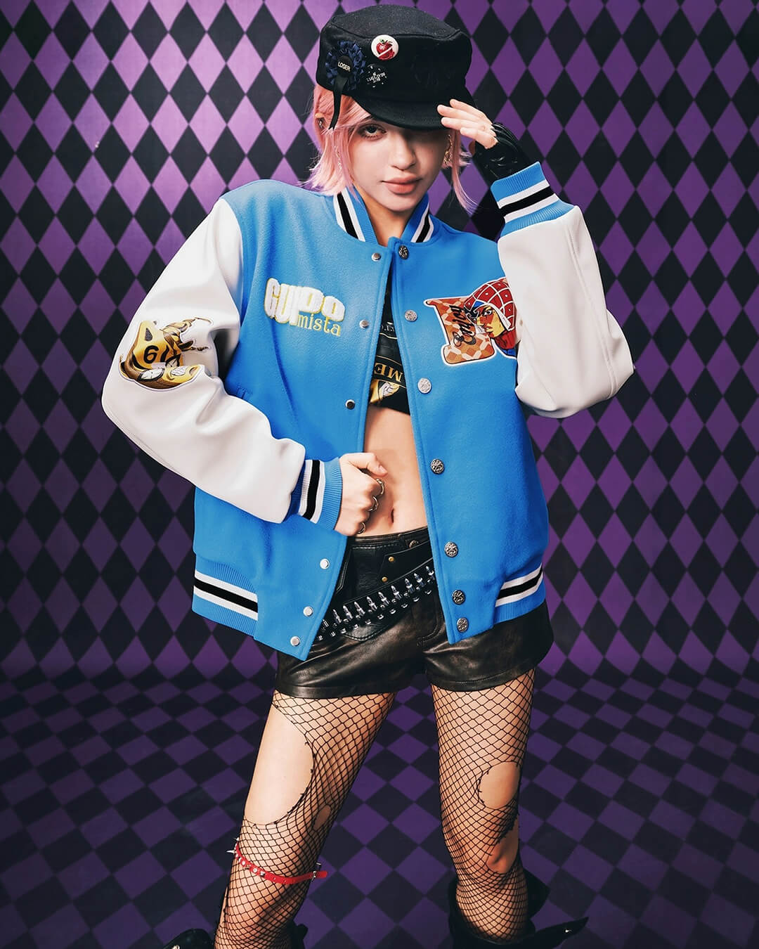 JOJO Embroidered Patch Varsity Jacket