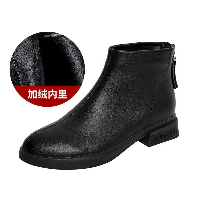 Fujin Spring Genuine Leather Cow Women Ankle Boots Waterproof Slip on Super Comfortable Booties Autumn Winter Shoes Non Slip