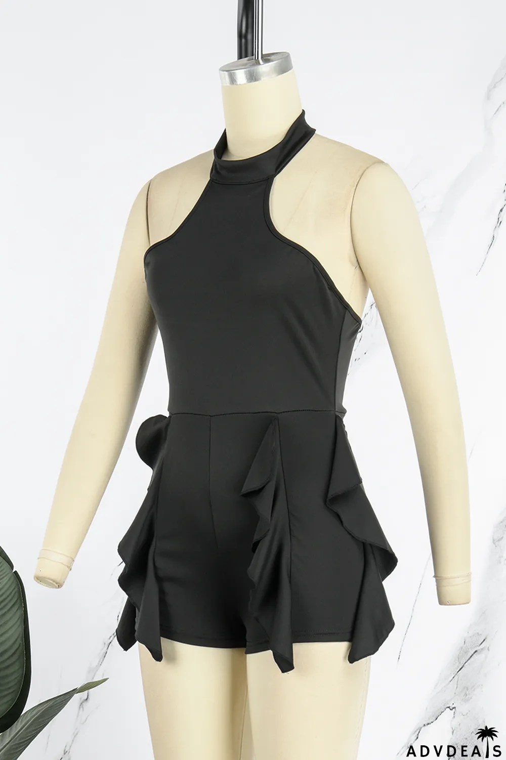 White Casual Solid Patchwork O Neck Skinny Romper