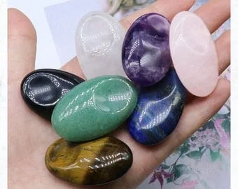 pornhint Pornhint 25*40mm Natural Stone Amethyst Clear Quartz Tiger Eye Facial Scraping Board