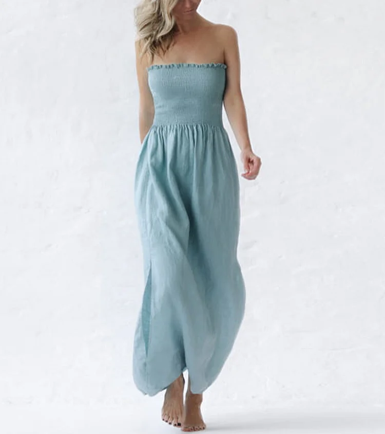 Nature Smocking tube-top dress