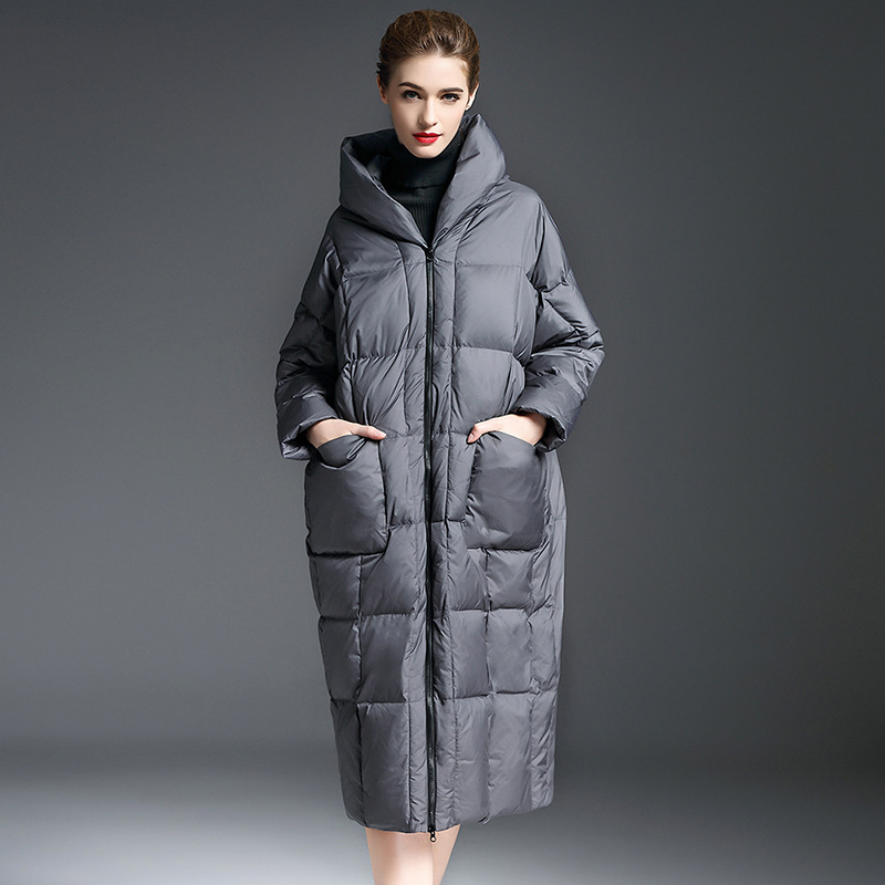Women Down Coat Long Sleeve Hooded Pockets Winter Coat Novameme