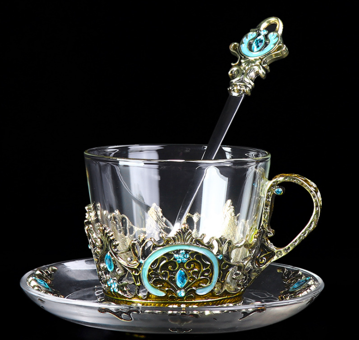 European Small Luxury English Afternoon Tea Cups Court Tea Set Elegant With Saucer Spoon