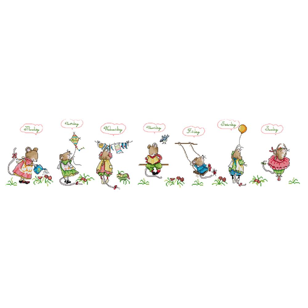 

Happy Mouse Baby - 14CT Stamped Cross Stitch - 72*21cm (Big Size), 501 Original