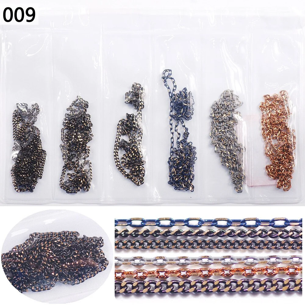 50cm / Six / Bag New Color Mixed Fashion Nail Art Creative Decoration Chain DIY Nail Art Creation Accessories 3d Charms