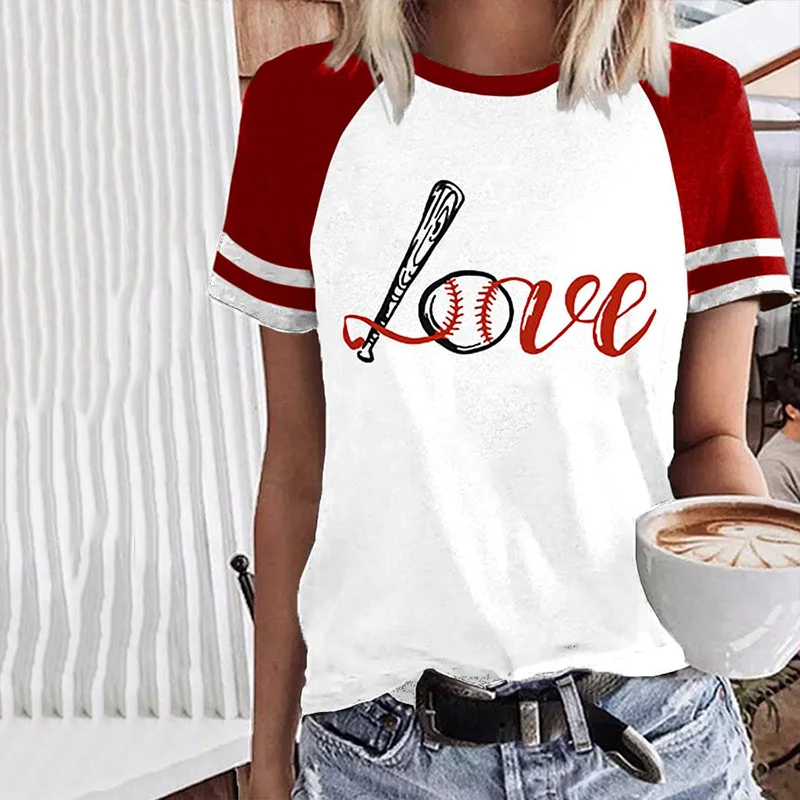 Baseball Love Print Casual T-Shirt