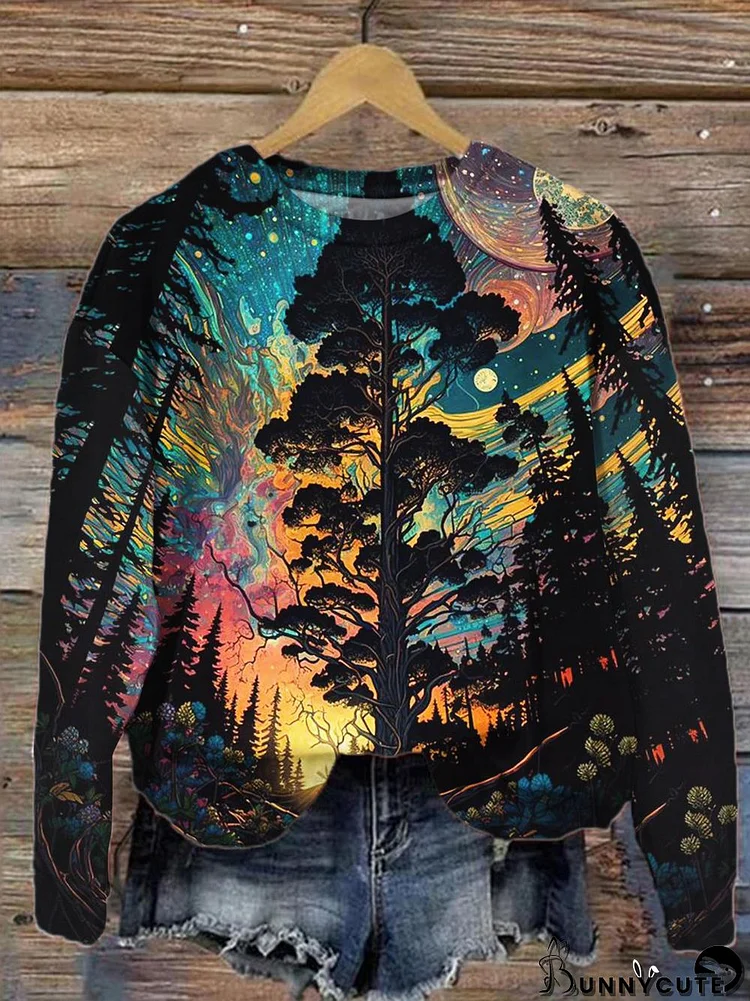 Scenery Art Print Casual Long Sleeve Top