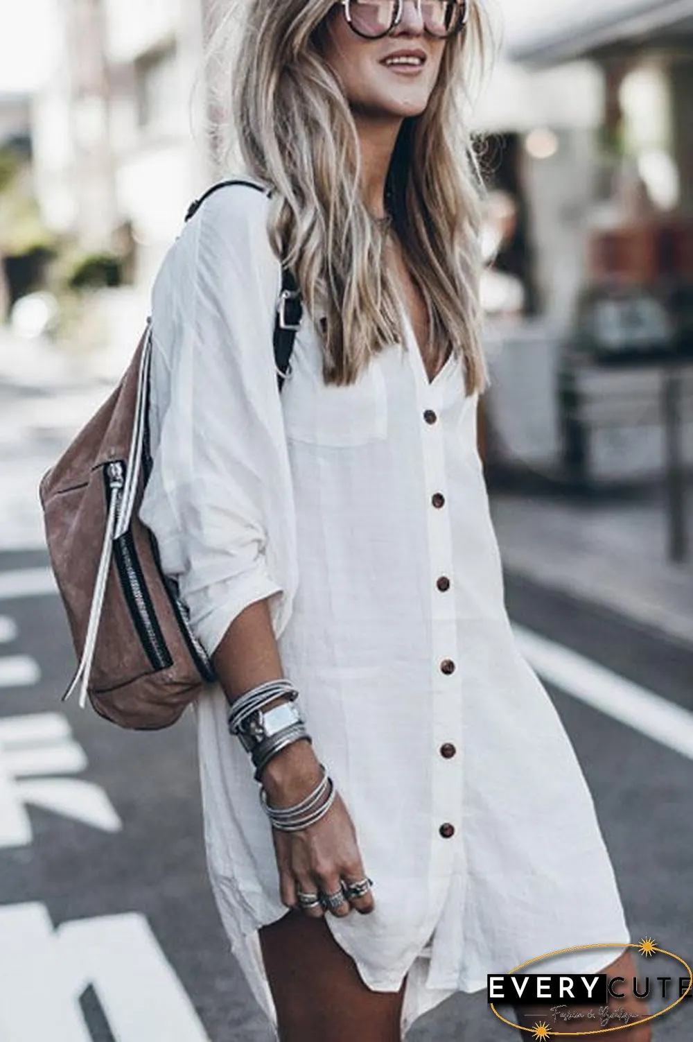Lazy White Shirt Dress