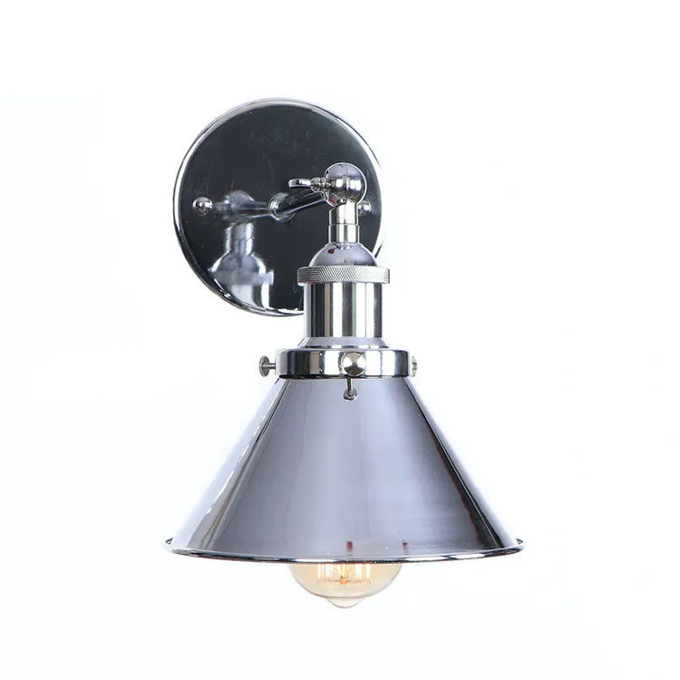 Brady Industrial Vintage Cone Metal Hanging Wall Lamp