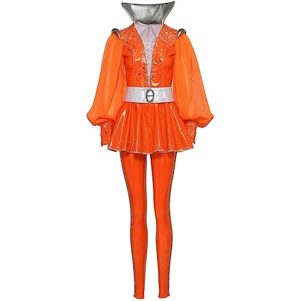 Women's Mamma Mia Cosplay Costume 1970s Dancing Costume Orange Suit