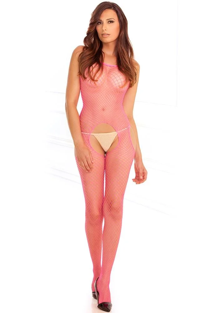 pornhint Pornhint Industrial Net Pink Suspender Bodystocking