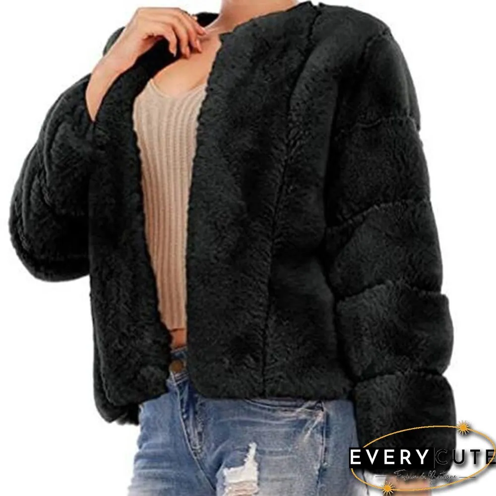 Womens Fall Winter Luxury Faux Fur Coat Elegant Furry Thick Warm Jacket Party Cardigan