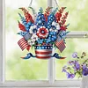 America Flag Fllower DIY Acrylic Diamond Painting Pendant Kits Home Wall Window Hanging Decor