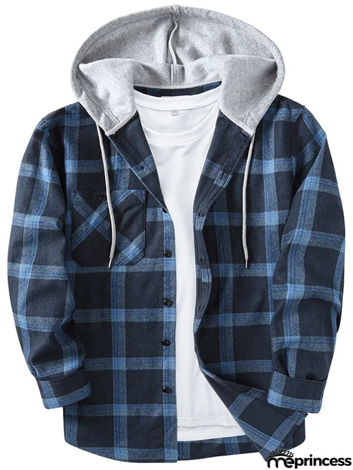 Spring Autumn Men's Trendy Plaid Hoodies