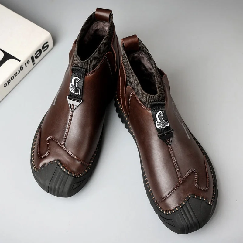 Nine o'clock New Arrivals Men Ankle Boots Autumn Breathable Slip-on Shoes Winter Plush Casual Botas De Hombre Trend Large Size