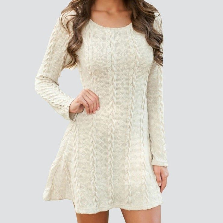 Knitted Round Neck Long Sleeve Dress