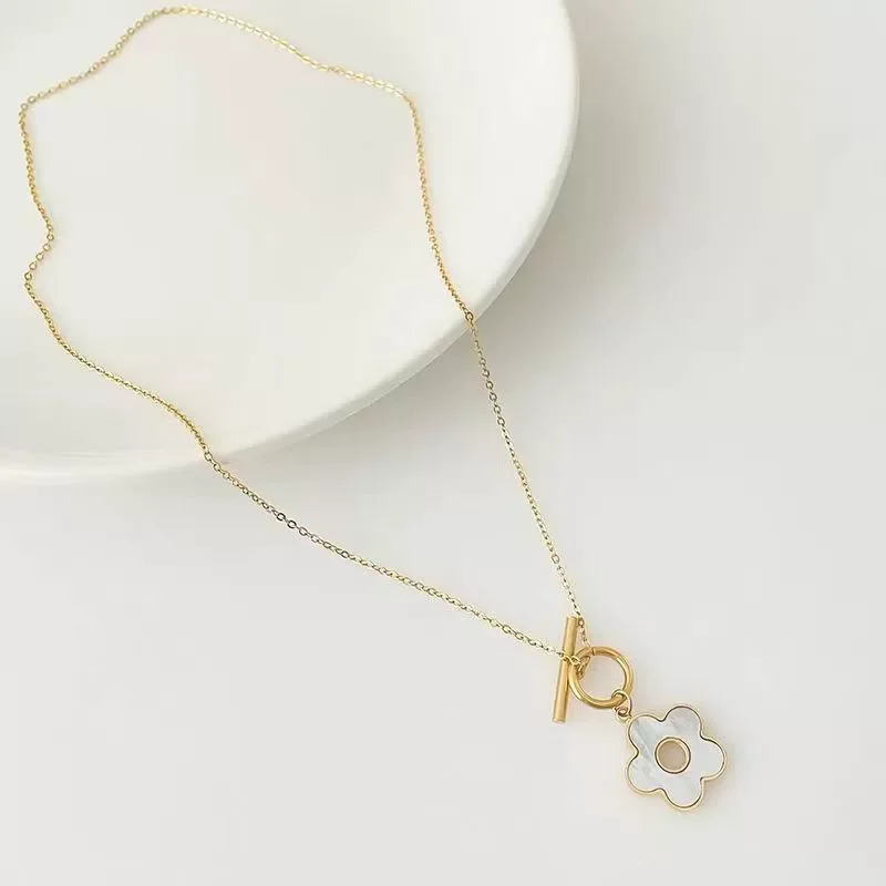 Five Petal Flower Shell Gold-Plated Necklace