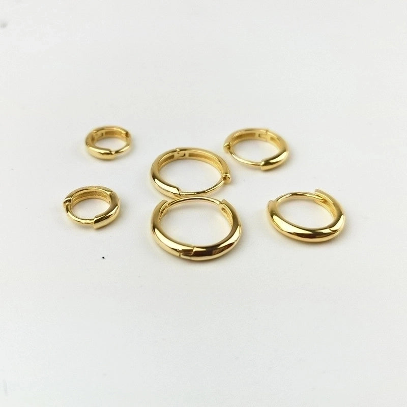 1 Pair 925 Sterling Silver Solid Color Hoop Earrings